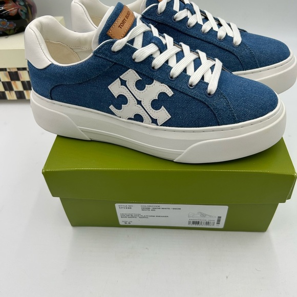 Women's Tory  Burch denim platform sneakers size 9.5 US - Picture 4 of 10